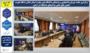 دانشگاه ملی مهارت استان گیلان با برگزاری جلسه شورای دانشجویی و فرهنگی با نگاه تقویت انجمن های علمی واحدهای دانشگاه در استان به استقبال سال نو رفت 2