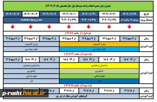 زمانبندی انتخاب واحد و حذف و اضافه - مهر 1404 (041) 2