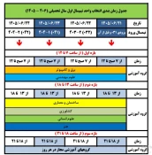 زمانبندی انتخاب واحد و حذف و اضافه - مهر 1405 (051) 2